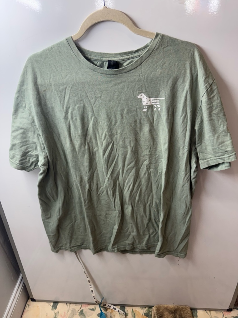 Men's Sage Green Short-Sleeve Tee with Small Chest Graphic
